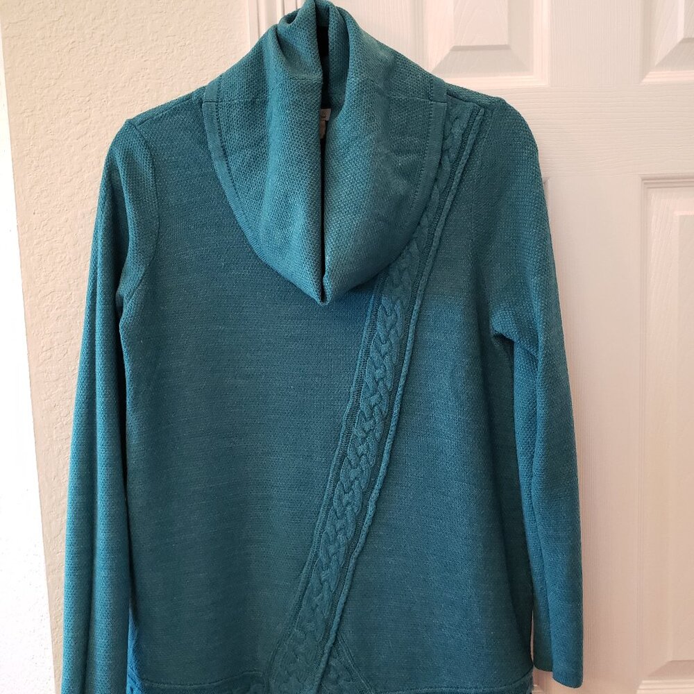 Turquoise green cowl neck tunic sweater - Light weight - Size S